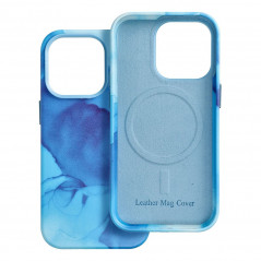 Kryt Leather Mag Cover na Apple iPhone 14 Pro Elegant  MagSAFE  Modrá škvrna