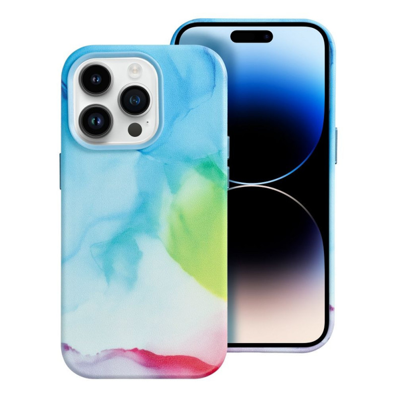 Kryt Leather Mag Cover na Apple iPhone 14 Pro Elegant  MagSAFE  Farebná škvrna
