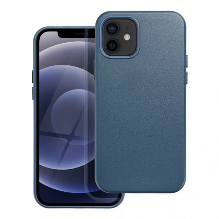 Kryt Leather Mag Cover na Apple iPhone 12 Elegant MagSAFE Indigový modrý