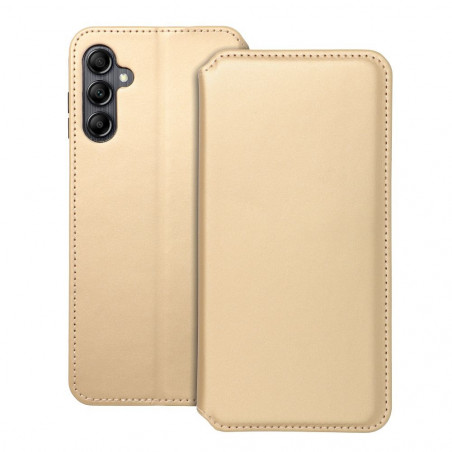Peňaženkové puzdro Dual Pocket book na Samsung Galaxy A14 LTE Zlatý