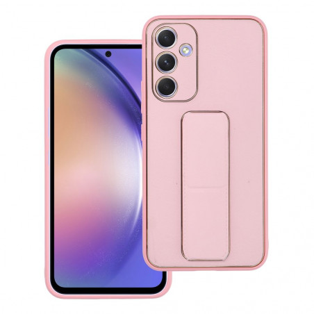 Kryt LEATHER Case Kickstand na Samsung Galaxy A54 Ružový