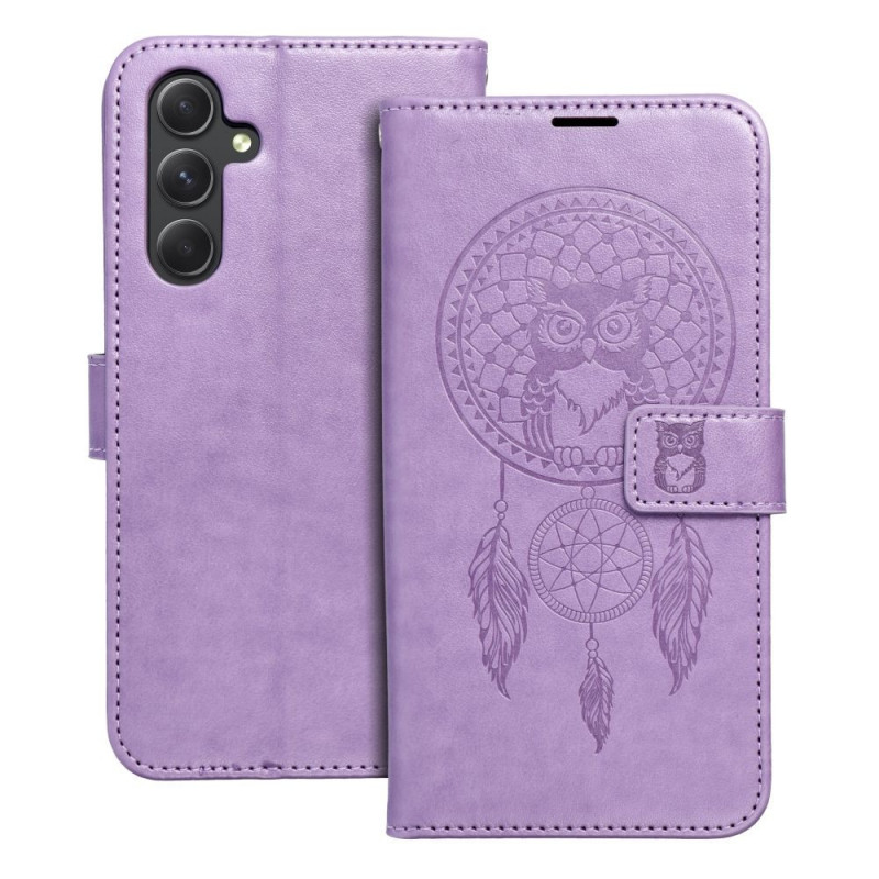 Peňaženkové puzdro MEZZO Book na Samsung Galaxy A54 Lapač snov  Fialový (Purple)