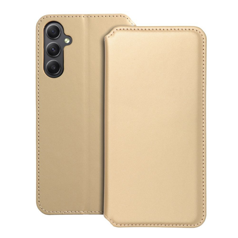 Peňaženkové puzdro Dual Pocket book na Samsung Galaxy A34 Zlatý 