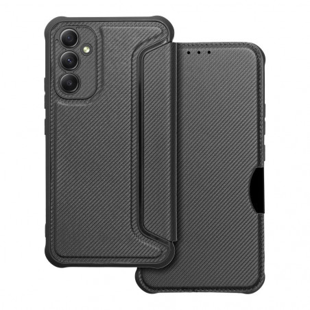 Peňaženkové puzdro Razor Book na Samsung Galaxy A34 Uhlíkové vlákno, Karbónový vzor Čierny