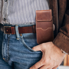 Univerzálne puzdro, Puzdro na opasok ROYAL - Leather universal flap pocket na Apple iPhone 11 Hnedý 