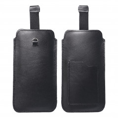 Univerzálne puzdro, Puzdro na opasok ROYAL - Leather universal flap pocket na Apple iPhone 11 Čierny