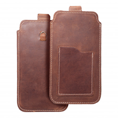 Univerzálne puzdro, Puzdro na opasok ROYAL - Leather universal flap pocket na XIAOMI Redmi Note 10 Pro Hnedý