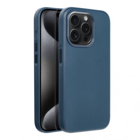 Kryt Leather Mag Cover na Apple iPhone 15 Pro Elegant MagSAFE Indigový modrý
