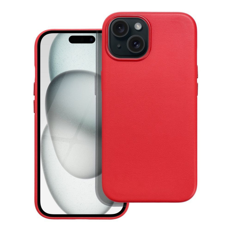 Kryt Leather Mag Cover na Apple iPhone 15 Elegant  MagSAFE  Červený