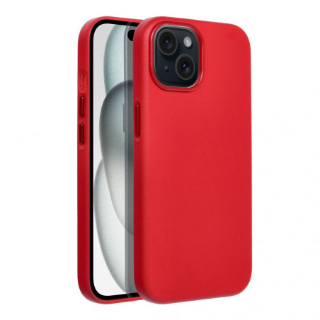 Kryt Leather Mag Cover na Apple iPhone 15 Elegant MagSAFE Červený