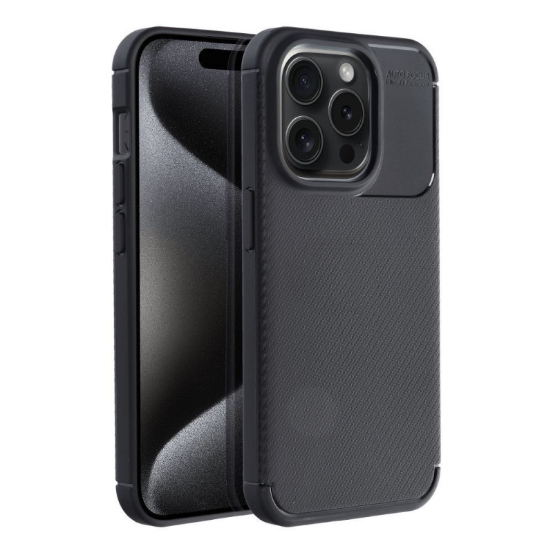 Kryt Carbon premium na Apple iPhone 15 Elegant  Čierny
