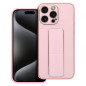 Kryt LEATHER Case Kickstand na Apple iPhone 15 Pro Max Ružový