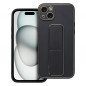 Kryt LEATHER Case Kickstand na Apple iPhone 15 Plus Čierny