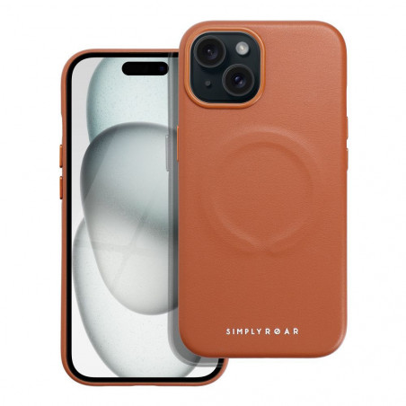 Kryt Roar Leather Mag na Apple iPhone 15 Elegant MagSAFE Hnedý