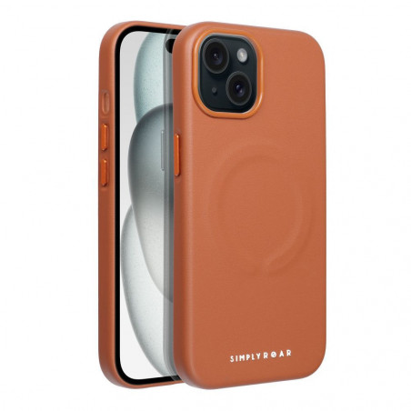 Kryt Roar Leather Mag na Apple iPhone 15 Elegant MagSAFE Hnedý