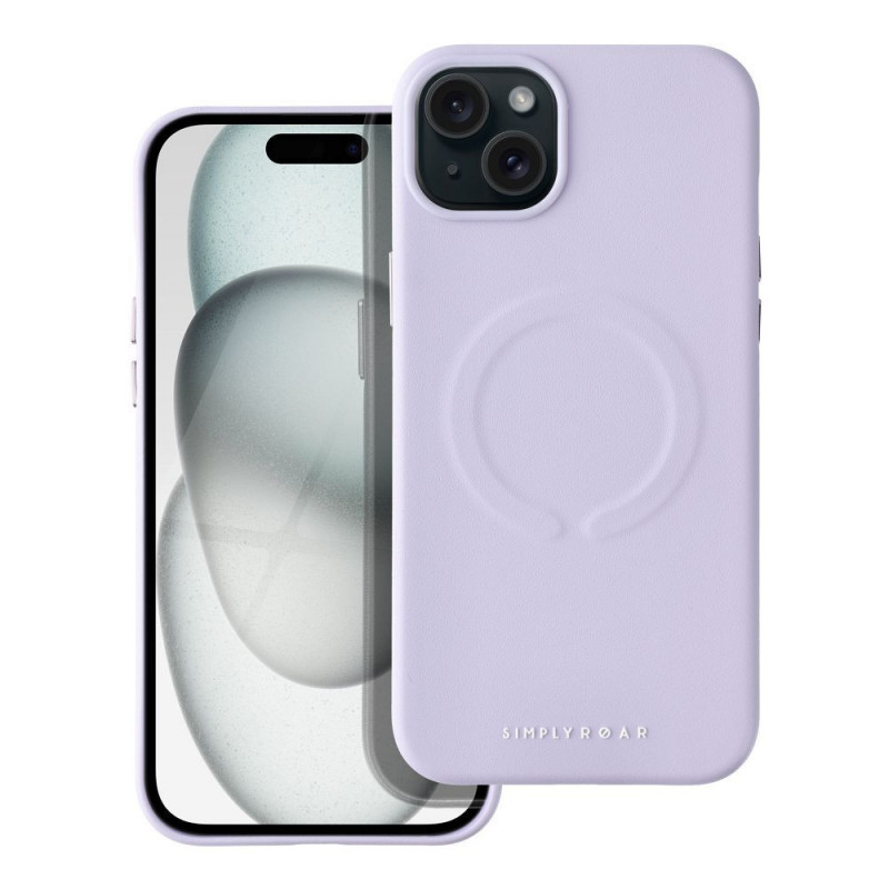 Kryt Roar Leather Mag na Apple iPhone 15 Plus Elegant  MagSAFE  Fialový (Purple)
