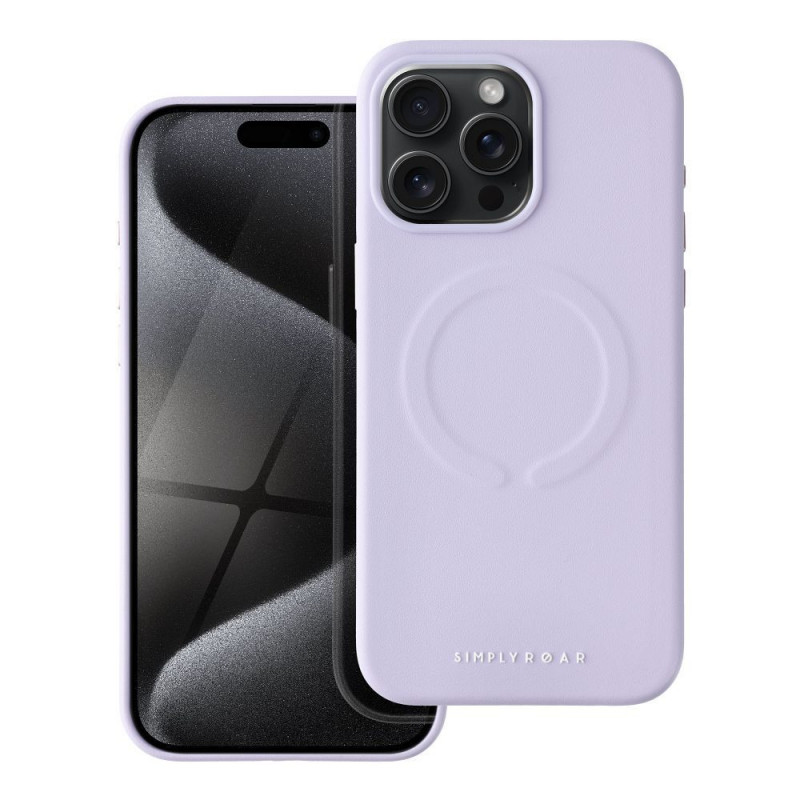 Kryt Roar Leather Mag na Apple iPhone 15 Pro Max Elegant  MagSAFE  Fialový (Purple)
