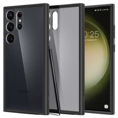 Kryt Spigen Ultra Hybrid na Samsung Galaxy S23 Ultra 5G Krištáľovo čistý Čierna mrazivá