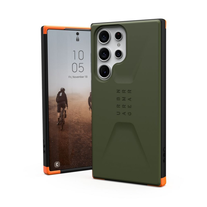 Kryt Urban Armor Gear Civilian na Samsung Galaxy S23 Ultra 5G Prémiové puzdro  MagSAFE  Olivový
