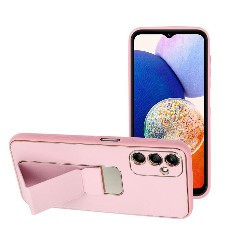 Kryt LEATHER Case Kickstand na Samsung Galaxy A14 LTE Ružový