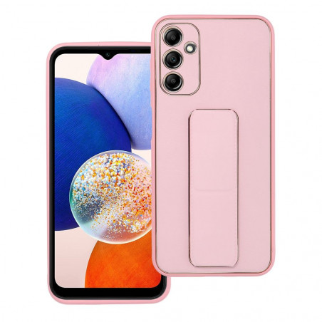 Kryt LEATHER Case Kickstand na Samsung Galaxy A14 5G Ružový