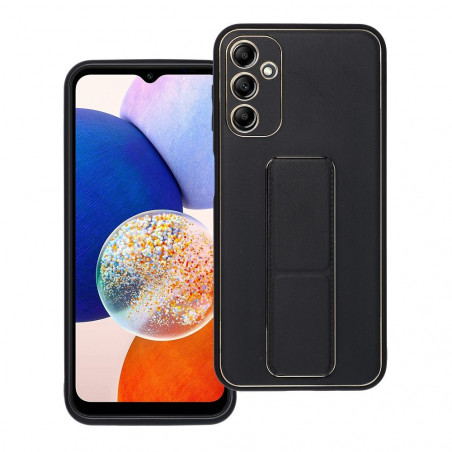 Kryt LEATHER Case Kickstand na Samsung Galaxy A14 LTE Čierny