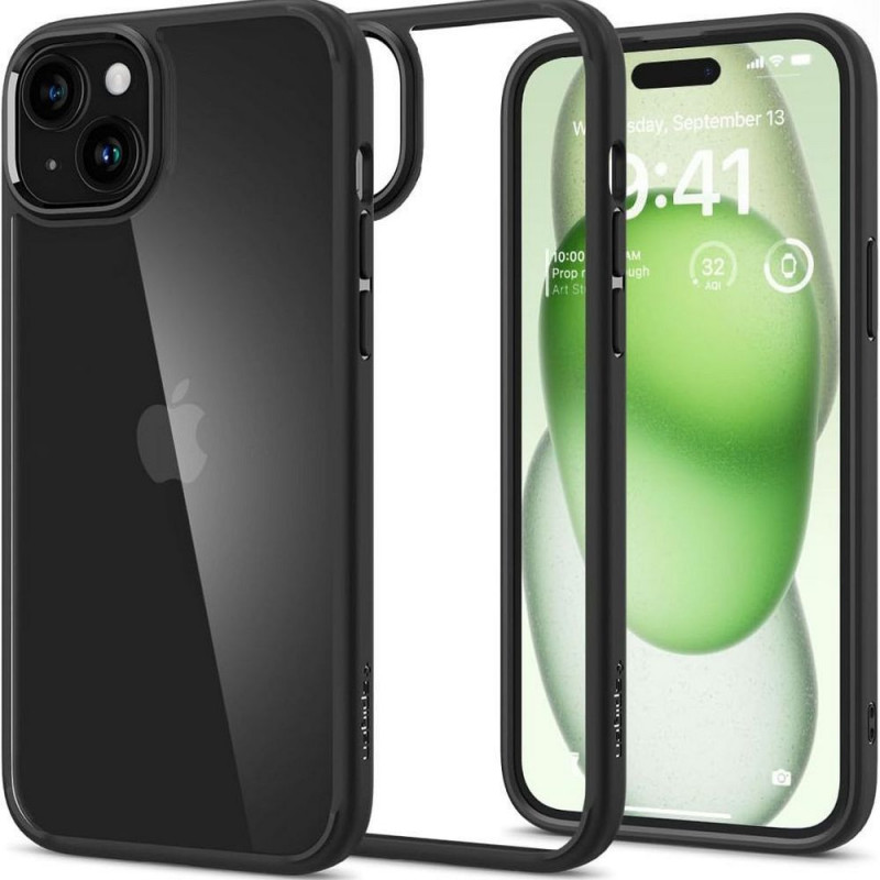 Kryt Spigen Ultra Hybrid na Apple iPhone 15 Plus Krištáľovo čistý  Matná čierna