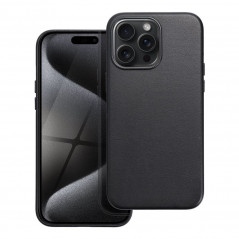 Kryt Leather Mag Cover na Apple iPhone 15 Pro Max Elegant MagSAFE Čierny