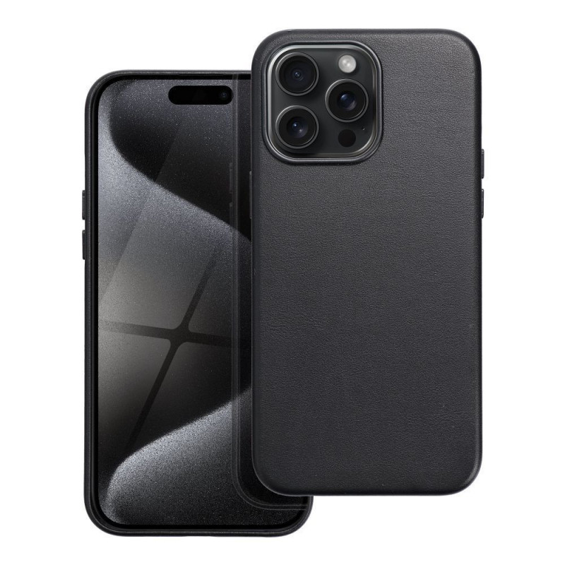Kryt Leather Mag Cover na Apple iPhone 15 Pro Max Elegant  MagSAFE  Čierny