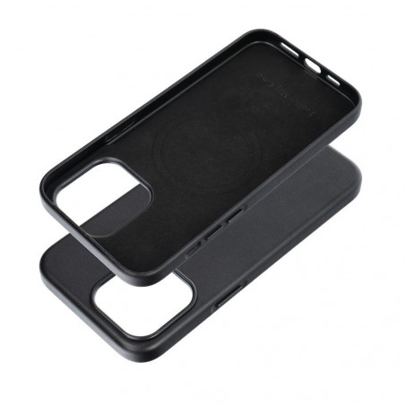 Kryt Leather Mag Cover na Apple iPhone 15 Pro Max Elegant MagSAFE Čierny