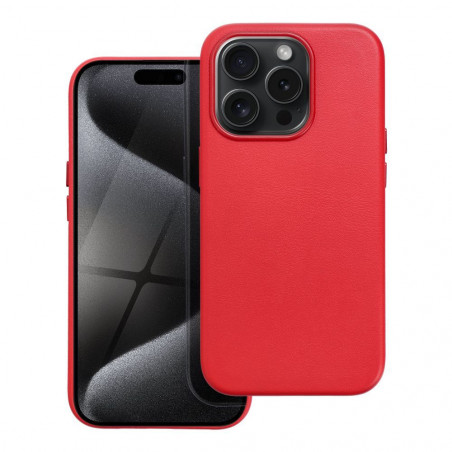 Kryt Leather Mag Cover na Apple iPhone 15 Pro Elegant MagSAFE Červený