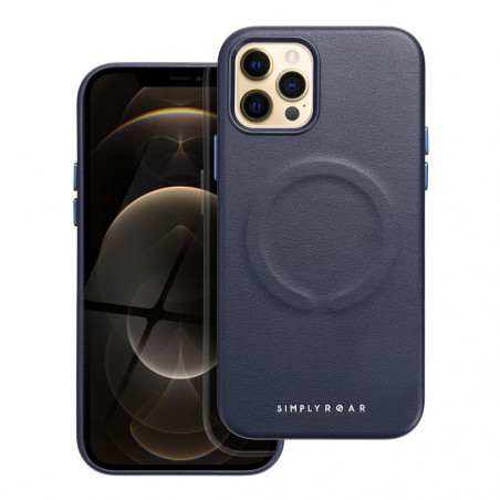 Kryt Roar Leather Mag na Apple iPhone 12 Pro Elegant  MagSAFE  Tmavší modrý