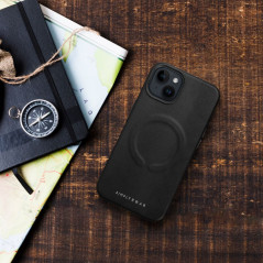 Kryt Roar Leather Mag na Apple iPhone 14 Elegant  MagSAFE  Čierny