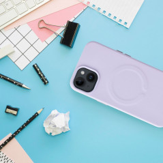Kryt Roar Leather Mag na Apple iPhone 14 Elegant  MagSAFE  Fialový (Purple)