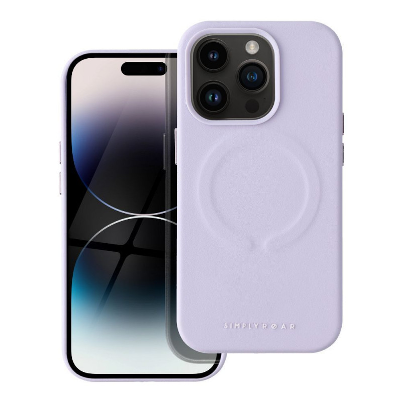 Kryt Roar Leather Mag na Apple iPhone 14 Pro Elegant  MagSAFE  Fialový (Purple)