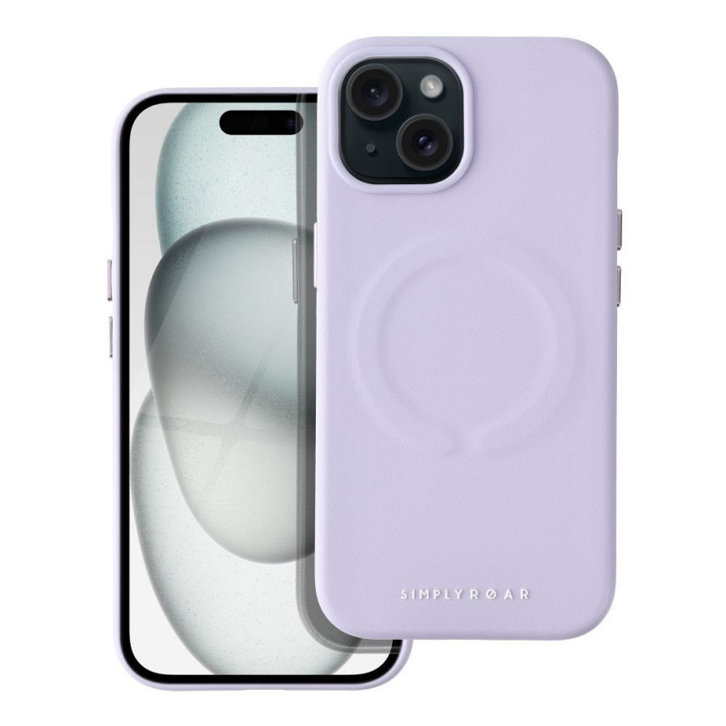 Kryt Roar Leather Mag na Apple iPhone 15 Elegant  MagSAFE  Fialový (Purple)