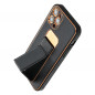 Kryt LEATHER Case Kickstand na Samsung Galaxy A34 Čierny