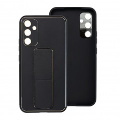 Kryt LEATHER Case Kickstand na Samsung Galaxy A34 Čierny