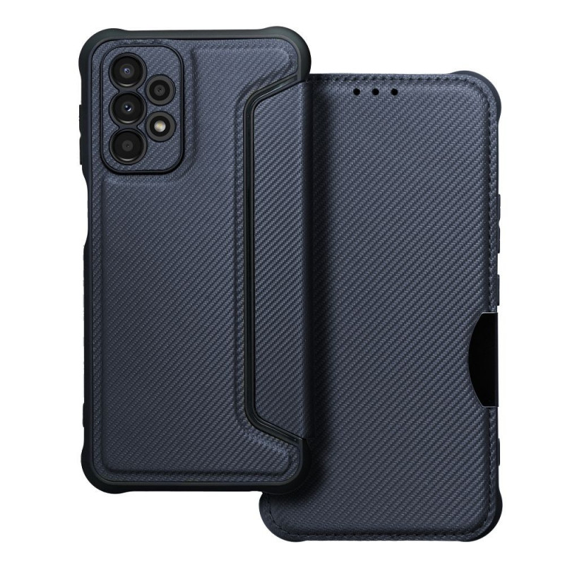 Peňaženkové puzdro Razor Book na Samsung Galaxy A23 5G Uhlíkové vlákno, Karbónový vzor  Modrý