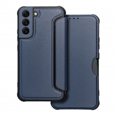 Peňaženkové puzdro Razor Book na Samsung Galaxy S22 Plus Uhlíkové vlákno, Karbónový vzor Modrý