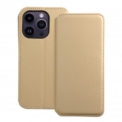 Peňaženkové puzdro Dual Pocket book na Apple iPhone 14 Pro Zlatý