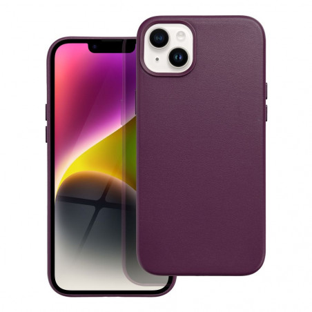 Kryt Leather Mag Cover na Apple iPhone 14 Plus Elegant MagSAFE Tmavo fialový (violet)