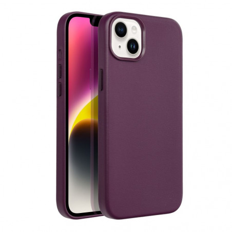 Kryt Leather Mag Cover na Apple iPhone 14 Plus Elegant MagSAFE Tmavo fialový (violet)