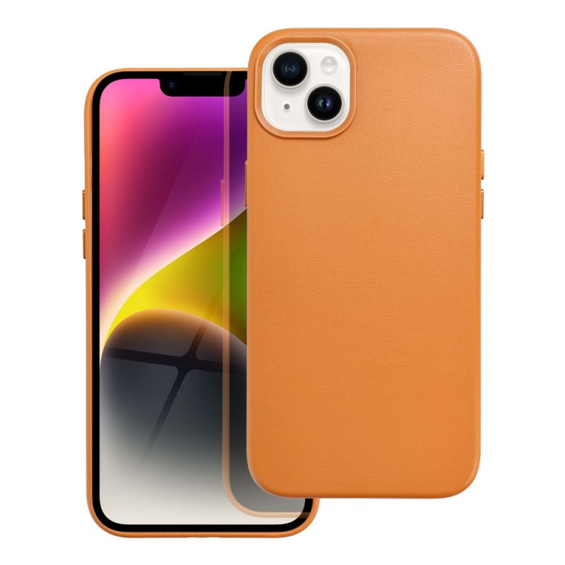 Kryt Leather Mag Cover na Apple iPhone 14 Plus Elegant  MagSAFE  Oranžový
