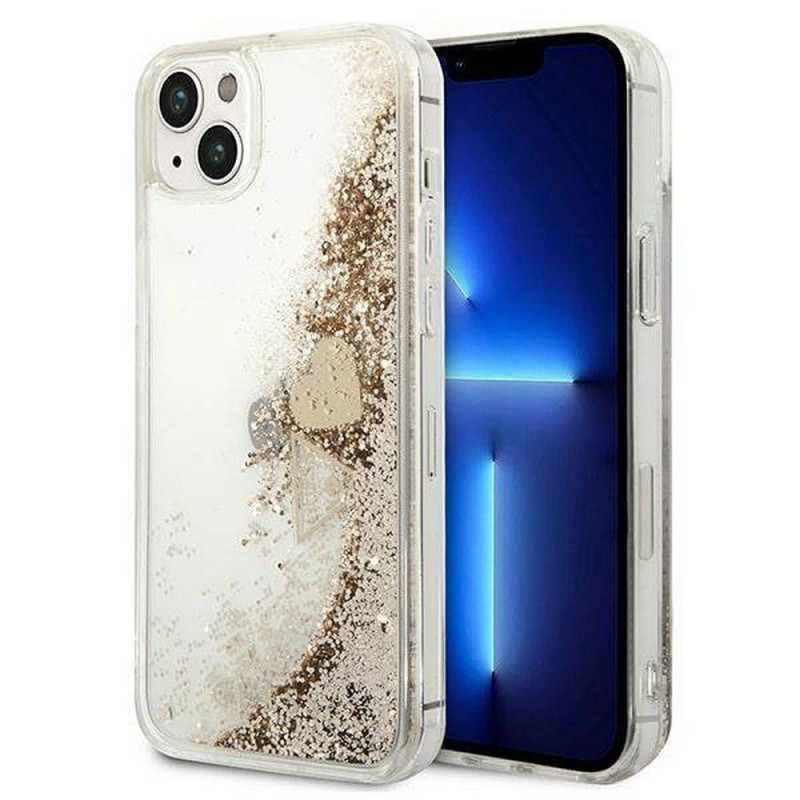 Kryt Guess Liquide Glitter Charms na Apple iPhone 14 Elegant  Zlatý