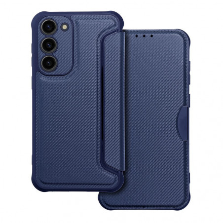 Peňaženkové puzdro Razor Book na Samsung Galaxy S23 Plus 5G Uhlíkové vlákno, Karbónový vzor  Modrý