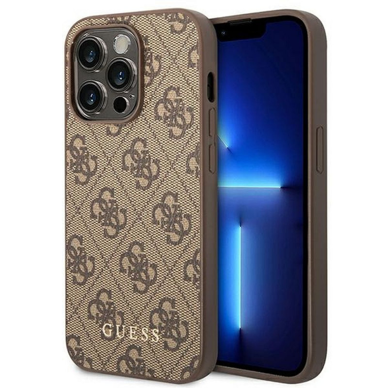 Kryt Guess 4G Gold Logo na Apple iPhone 14 Pro Elegant  Hnedý