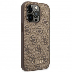 Kryt Guess 4G Gold Logo na Apple iPhone 14 Pro Elegant  Hnedý