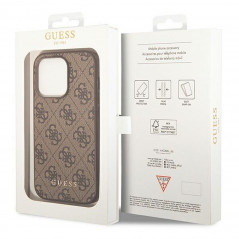 Kryt Guess 4G Gold Logo na Apple iPhone 14 Pro Elegant  Hnedý