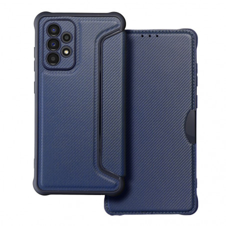 Peňaženkové puzdro Razor Book na Samsung Galaxy A33 Uhlíkové vlákno, Karbónový vzor Modrý